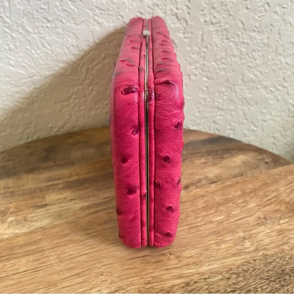 Faux Leather Hot Pink Large Clamshell Wallet - Picture 3 of 7